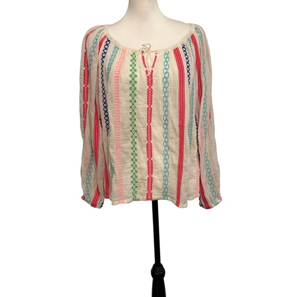 Anthropologie Payal Pratap White multi color embroidered top XS. Missing tassles - Picture 2 of 9